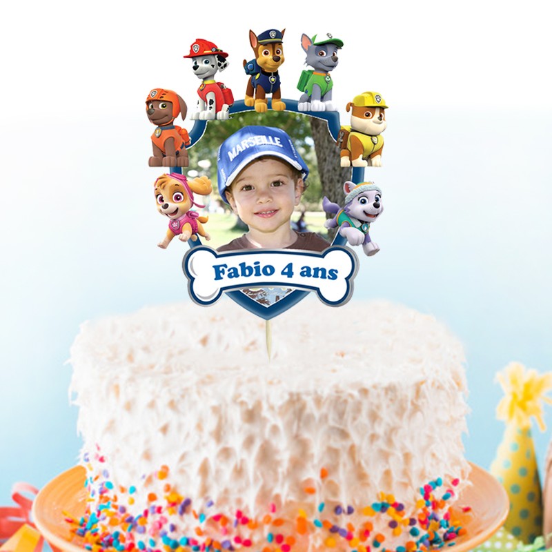 Cake topper anniversaire - Décoration gateau Pat patrouille - Cake