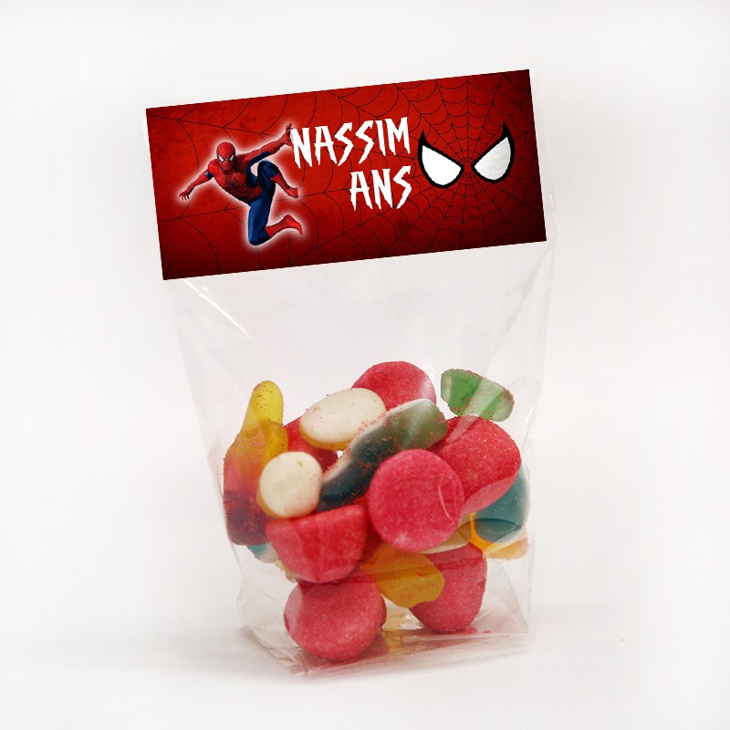 Sachets De Bonbons Spiderman Etiquette Bonbon Spiderman Bonbon Spiderman Sachet Bonbon Personnalise