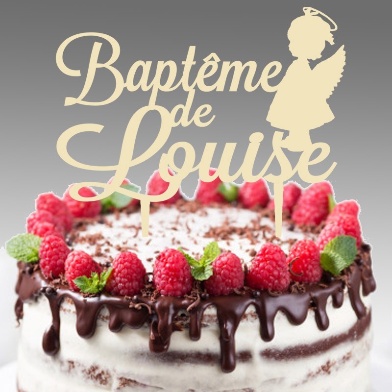 Cake Topper Baptême - Décoration Gateau Baptême Personnalisée - Pique Gateau  Bapteme Personnalise