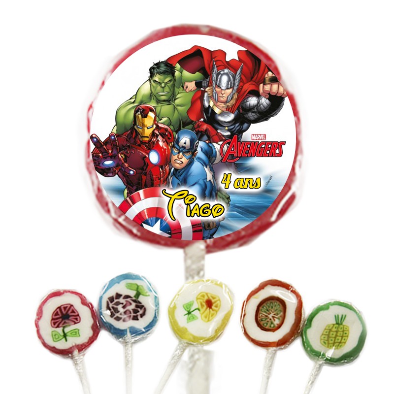 Sucette bonbon Avengers personnalisée