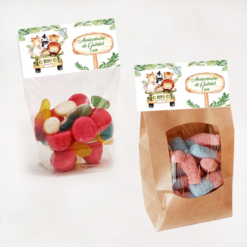 Sachet de bonbon animaux savane