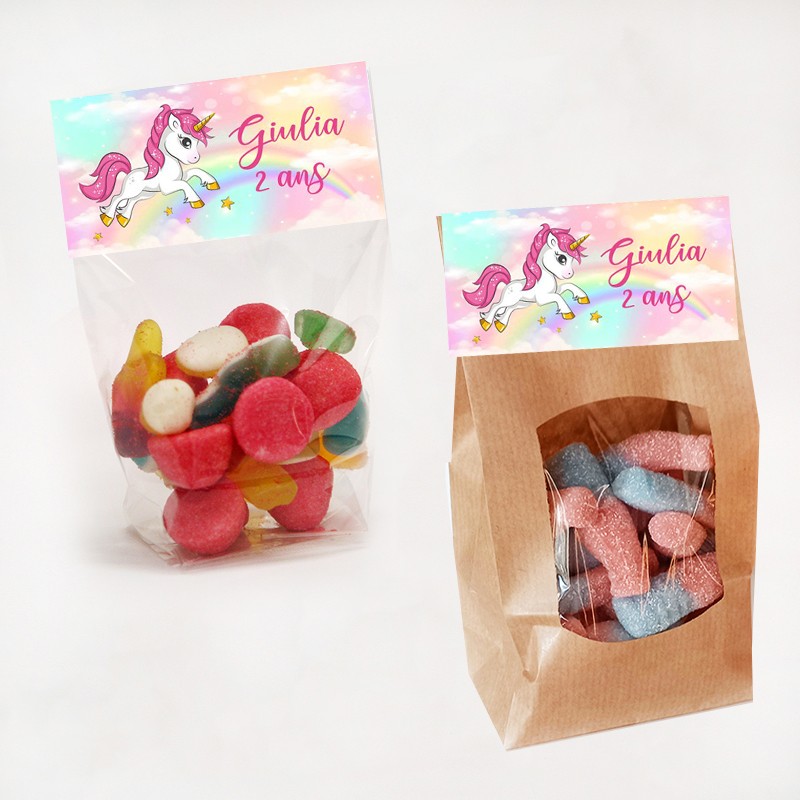 Sachet de bonbon personnalisé licorne