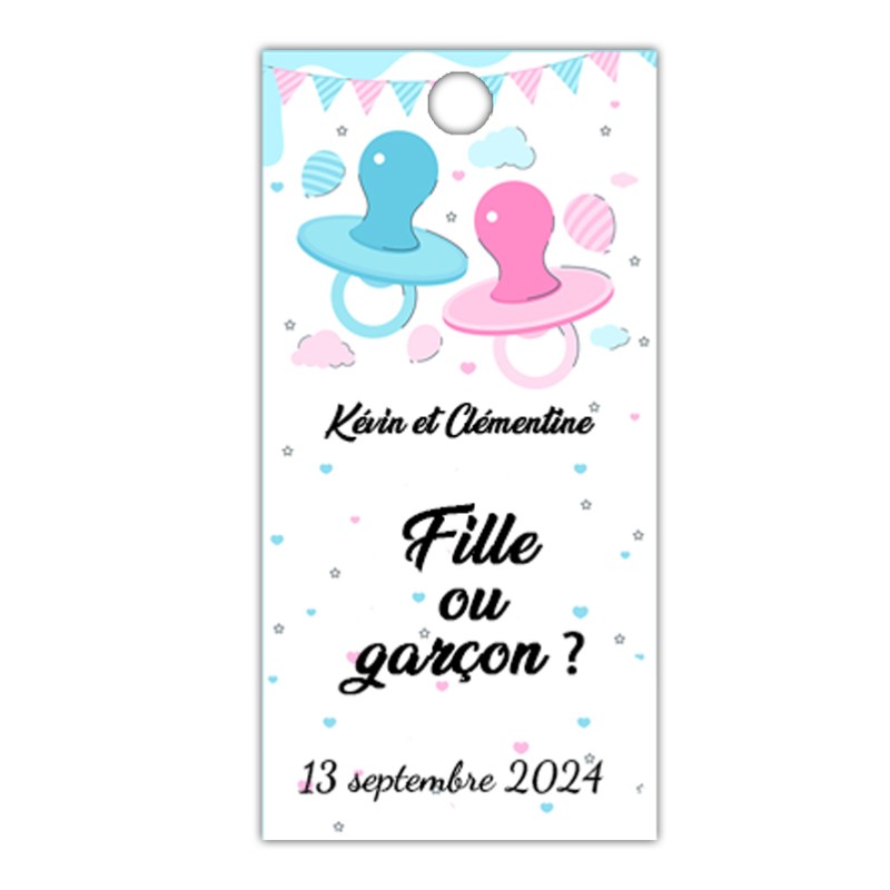 Etiquette dragée gender reveal personnalisée