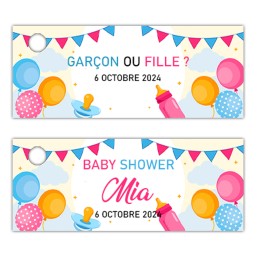 Etiquette dragée gender reveal personnalisée