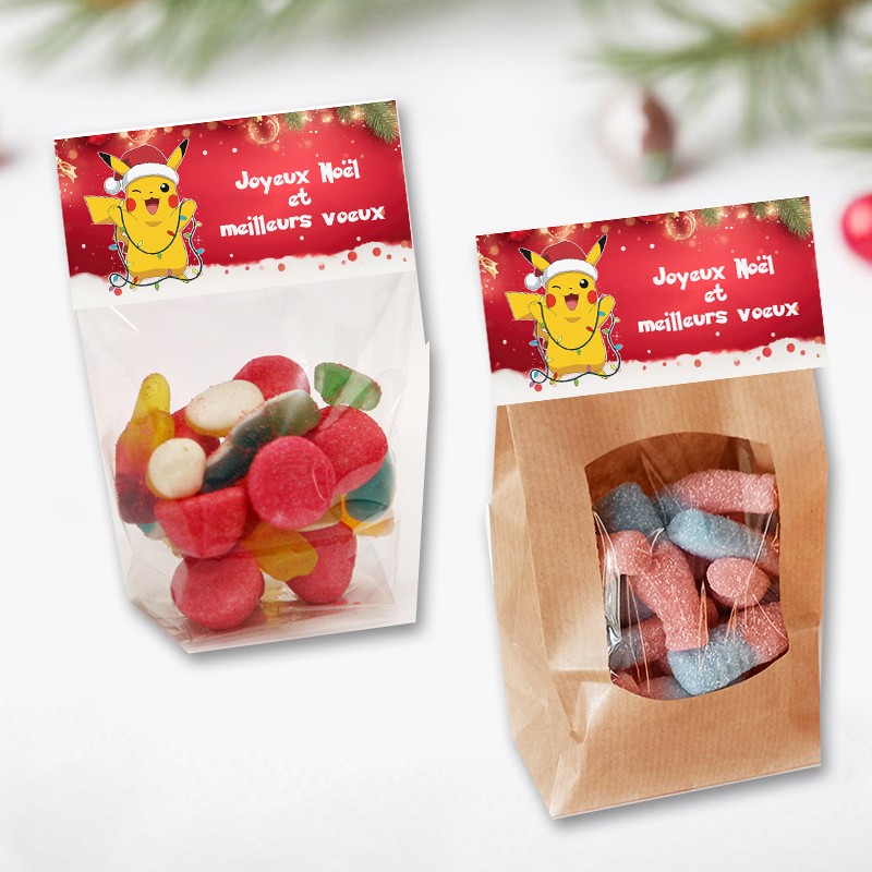 Sachet de bonbon Pikachu noel personnalisé