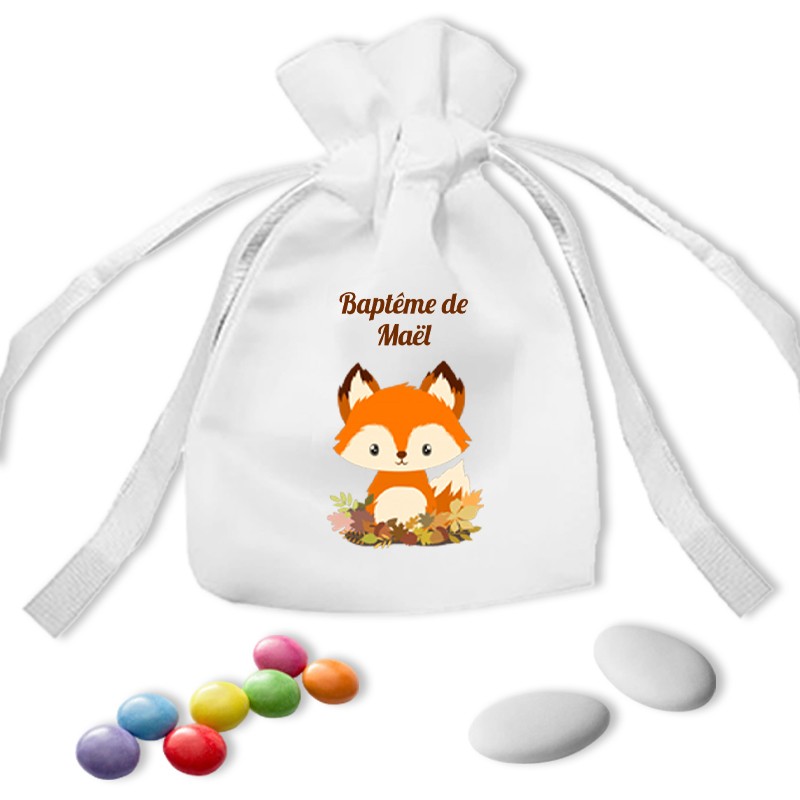 Sac à dragée renard personnalisé