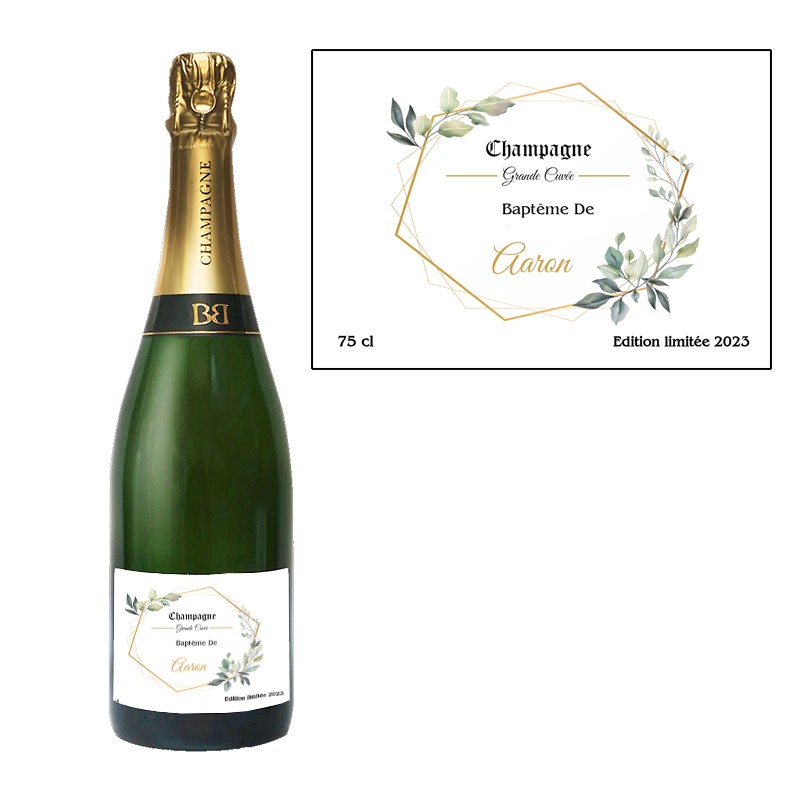 Etiquette Champagne personnalisée champêtre