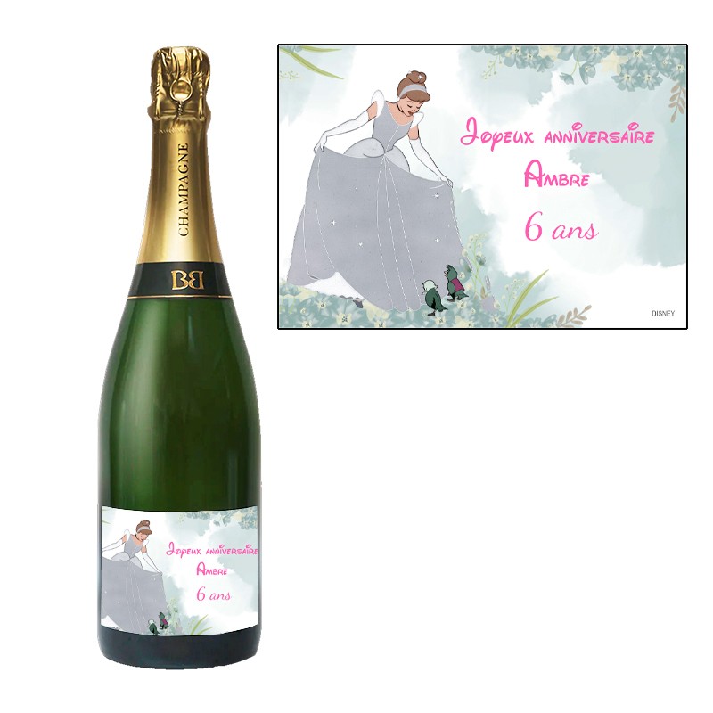 Etiquette Champagne anniversaire Cendrillon