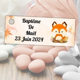 Etiquette dragée personnalisée bapteme