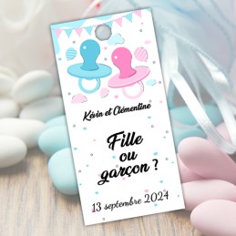 Etiquette dragée personnalisée gender reveal