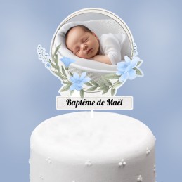 Cake topper baptême personnalisé